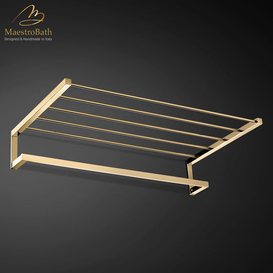 Modern Towel Rack | Polished Gold